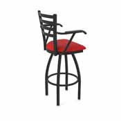 415 Jackie with Arms Swivel Stool with Black Wrinkle Finish and Canter Red Seat, AGS-41525BW011