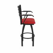 415 Jackie with Arms Swivel Stool with Black Wrinkle Finish and Canter Red Seat, AGS-41525BW011