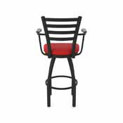 415 Jackie with Arms Swivel Stool with Black Wrinkle Finish and Canter Red Seat, AGS-41525BW011