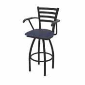 415 Jackie with Arms Swivel Stool with Black Wrinkle Finish and Graph Anchor Seat, AGS-41525BW014