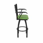 415 Jackie with Arms Swivel Stool with Black Wrinkle Finish and Graph Parrot Seat, AGS-41525BW015