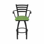 415 Jackie with Arms Swivel Stool with Black Wrinkle Finish and Graph Parrot Seat, AGS-41525BW015