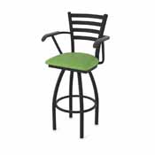 415 Jackie with Arms Swivel Stool with Black Wrinkle Finish and Graph Parrot Seat, AGS-41525BW015