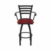 415 Jackie with Arms Swivel Stool with Black Wrinkle Finish and Graph Ruby Seat, AGS-41525BW016