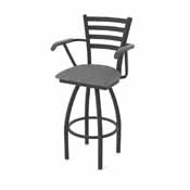 415 Jackie with Arms Swivel Stool with Black Wrinkle Finish and Graph Coal Seat, AGS-41525BW018
