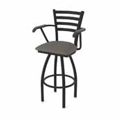 415 Jackie with Arms Swivel Stool with Black Wrinkle Finish and Graph Chalice Seat, AGS-41525BW019