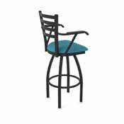 415 Jackie with Arms Swivel Stool with Black Wrinkle Finish and Graph Tidal Seat, AGS-41525BW022