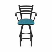 415 Jackie with Arms Swivel Stool with Black Wrinkle Finish and Graph Tidal Seat, AGS-41525BW022