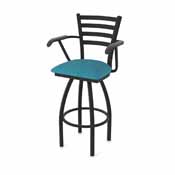415 Jackie with Arms Swivel Stool with Black Wrinkle Finish and Graph Tidal Seat, AGS-41525BW022