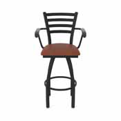415 Jackie with Arms Swivel Stool with Black Wrinkle Finish and Rein Adobe Seat, AGS-41525BW023