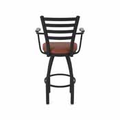 415 Jackie with Arms Swivel Stool with Black Wrinkle Finish and Rein Adobe Seat, AGS-41525BW023