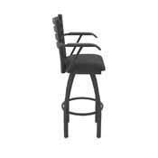 415 Jackie with Arms Swivel Stool with Black Wrinkle Finish and Black Vinyl Seat, AGS-41525BWBlkVinyl