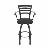 415 Jackie with Arms Swivel Stool with Black Wrinkle Finish and Black Vinyl Seat, AGS-41525BWBlkVinyl