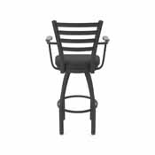 415 Jackie with Arms Swivel Stool with Black Wrinkle Finish and Black Vinyl Seat, AGS-41525BWBlkVinyl
