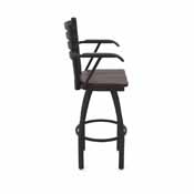 415 Jackie with Arms Swivel Stool with Black Wrinkle Finish and Dark Cherry Maple Seat, AGS-41525BWDCMpl