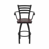 415 Jackie with Arms Swivel Stool with Black Wrinkle Finish and Dark Cherry Maple Seat, AGS-41525BWDCMpl