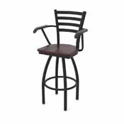 415 Jackie with Arms Swivel Stool with Black Wrinkle Finish and Dark Cherry Maple Seat, AGS-41525BWDCMpl