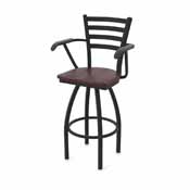 415 Jackie with Arms Swivel Stool with Black Wrinkle Finish and Dark Cherry Oak Seat, AGS-41525BWDCOak