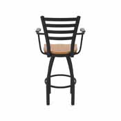 415 Jackie with Arms Swivel Stool with Black Wrinkle Finish and Medium Oak Seat, AGS-41525BWMedOak