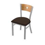 630 Voltaire 18" Chair with Anodized Nickel Finish, Medium Back, and Rein Coffee Seat, 63018ANMedMplB025