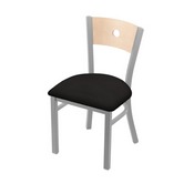 630 Voltaire 18" Chair with Anodized Nickel Finish, Natural Back, and Canter Espresso Seat, 63018ANNatMplB003