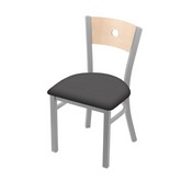 630 Voltaire 18" Chair with Anodized Nickel Finish, Natural Back, and Canter Storm Seat, 63018ANNatMplB004