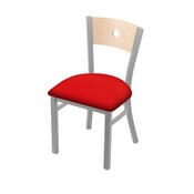 630 Voltaire 18" Chair with Anodized Nickel Finish, Natural Back, and Canter Red Seat, 63018ANNatMplB011