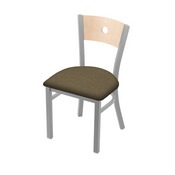 630 Voltaire 18" Chair with Anodized Nickel Finish, Natural Back, and Graph Cork Seat, 63018ANNatMplB017