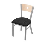 630 Voltaire 18" Chair with Anodized Nickel Finish, Natural Back, and Graph Coal Seat, 63018ANNatMplB018