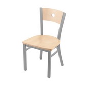 630 Voltaire 18" Chair with Anodized Nickel Finish, Natural Back, and Natural Maple Seat, 63018ANNatMplBNatMpl