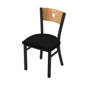 630 Voltaire 18" Chair with Black Wrinkle Finish, Medium Back, and Black Vinyl Seat, 63018BWMedMplBBlkVinyl