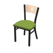 630 Voltaire 18" Chair with Black Wrinkle Finish, Natural Back, and Canter Kiwi Green Seat, 63018BWNatMplB009