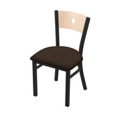 630 Voltaire 18" Chair with Black Wrinkle Finish, Natural Back, and Rein Coffee Seat, 63018BWNatMplB025