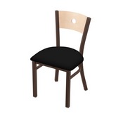 630 Voltaire 18" Chair with Bronze Finish, Natural Back, and Black Vinyl Seat, 63018BZNatMplBBlkVinyl