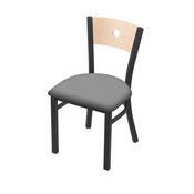 630 Voltaire 18" Chair with Pewter Finish, Natural Back, and Canter Folkstone Grey Seat, 63018PWNatMplB007