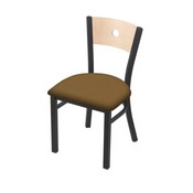 630 Voltaire 18" Chair with Pewter Finish, Natural Back, and Canter Saddle Seat, 63018PWNatMplB012