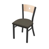 630 Voltaire 18" Chair with Pewter Finish, Natural Back, and Graph Chalice Seat, 63018PWNatMplB019