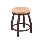 802 Misha 18" Swivel Vanity Stool with Bronze Finish and Natural Oak Seat, 80218BZNatOak