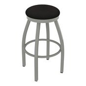 802 Misha Swivel Stool with Anodized Nickel Finish and Canter Espresso Seat, AGS-80225AN003