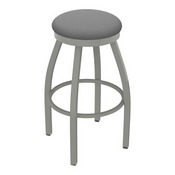 802 Misha Swivel Stool with Anodized Nickel Finish and Canter Folkstone Grey Seat, AGS-80225AN007