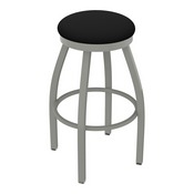 802 Misha Swivel Stool with Anodized Nickel Finish and Black Vinyl Seat, AGS-80225ANBlkVinyl