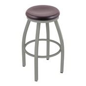 802 Misha Swivel Stool with Anodized Nickel Finish and Dark Cherry Oak Seat, AGS-80225ANDCOak