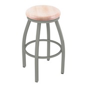 802 Misha Swivel Stool with Anodized Nickel Finish and Natural Maple Seat, AGS-80225ANNatMpl