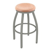802 Misha Swivel Stool with Anodized Nickel Finish and Natural Oak Seat, AGS-80225ANNatOak