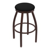 802 Misha Swivel Stool with Bronze Finish and Black Vinyl Seat, AGS-80225BZBlkVinyl