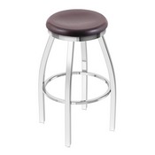 802 Misha Swivel Stool with Chrome Finish and Dark Cherry Oak Seat, AGS-80225CHDCOak
