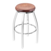 802 Misha Swivel Stool with Chrome Finish and Medium Maple Seat, AGS-80225CHMedMpl