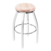802 Misha Swivel Stool with Chrome Finish and Natural Maple Seat, AGS-80225CHNatMpl