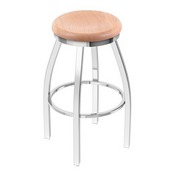 802 Misha Swivel Stool with Chrome Finish and Natural Oak Seat, AGS-80225CHNatOak