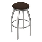 802 Misha Swivel Stool with Stainless Finish and Rein Coffee Seat, AGS-80225SS025